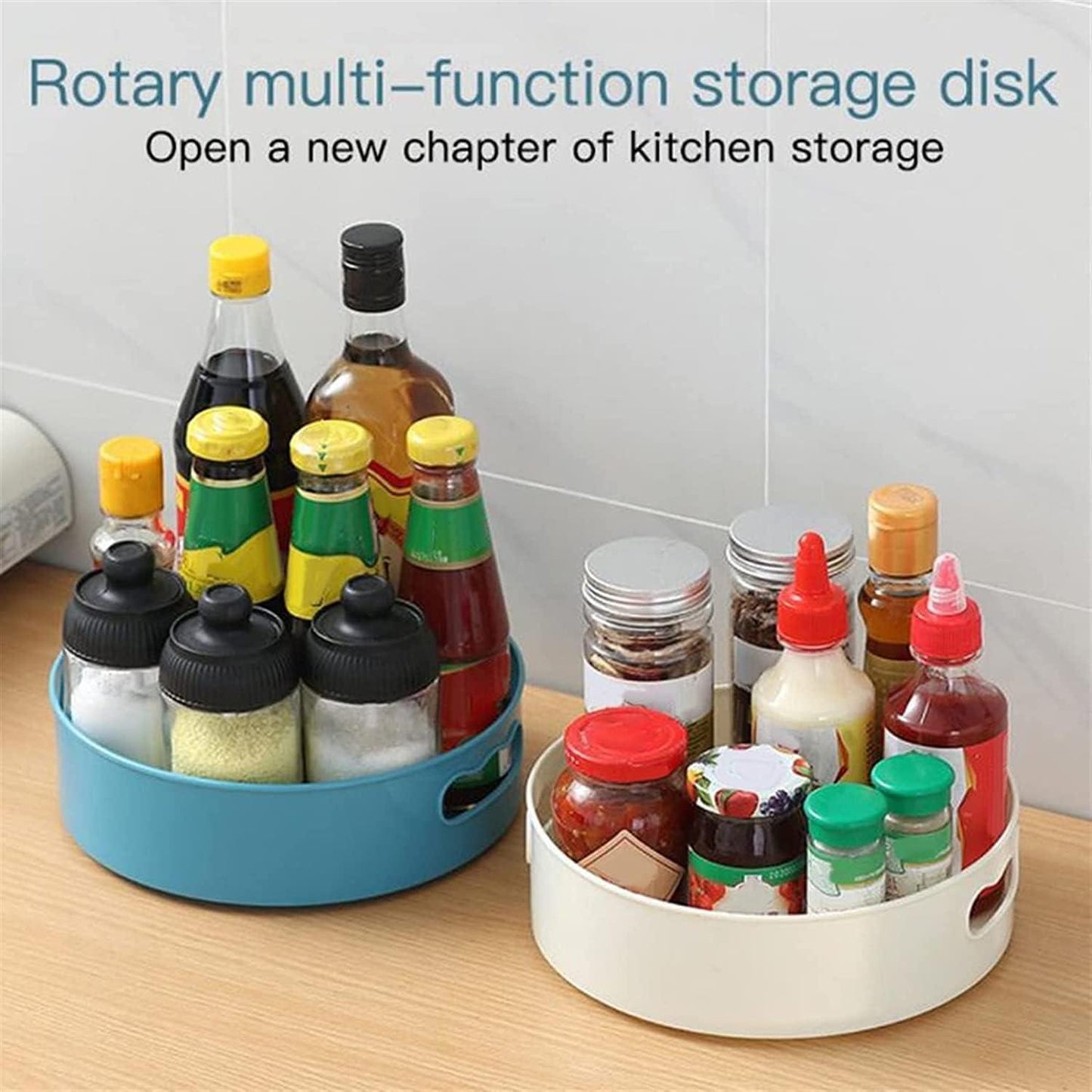 Multi-Purpose 360 degree Rotating Organizer Tray Use for Spice Rack, Cosmetic Organizer and Many more (Off-White Cream)