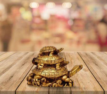Three Tiered Turtle Tortoise Family For Health And Good Luck For Home Decor - 12 cm
