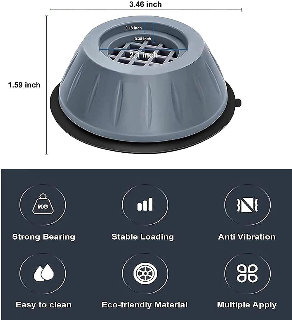 Anti Vibration Pad-Anti-vibration Pads For Washing Machine - 4 Pcs Shock Proof Feet For Washer, Dryer, Great For Home, Laundry Room, Kitchen, Washer, Dryer, Table, Chair, Sofa, Bed (4 Units)