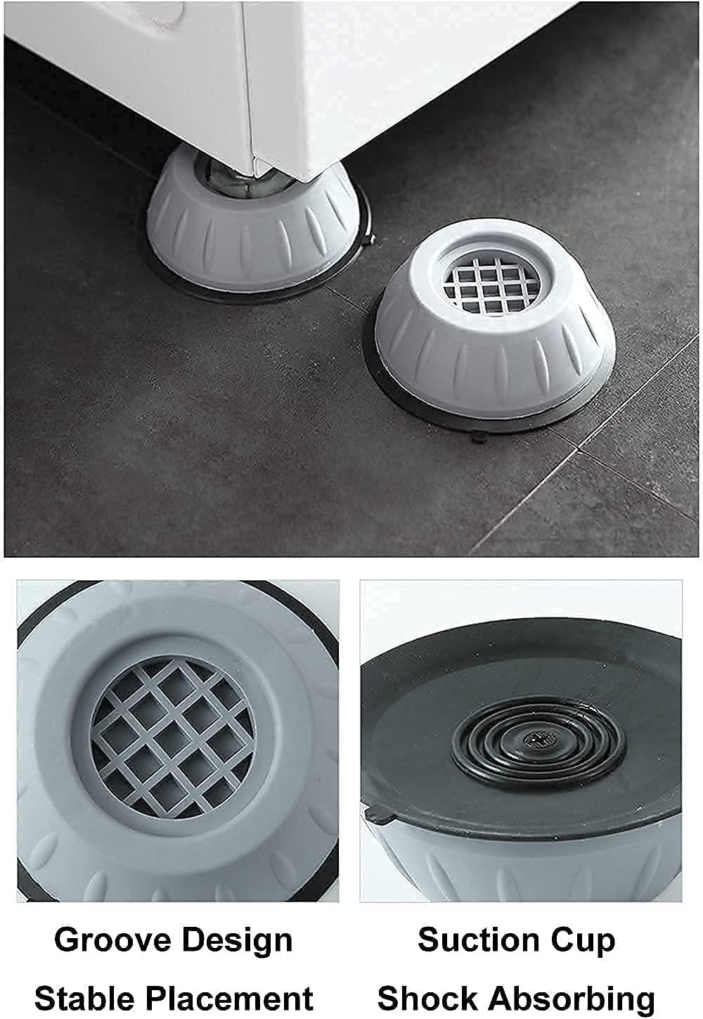 Anti Vibration Pad-Anti-vibration Pads For Washing Machine - 4 Pcs Shock Proof Feet For Washer, Dryer, Great For Home, Laundry Room, Kitchen, Washer, Dryer, Table, Chair, Sofa, Bed (4 Units)
