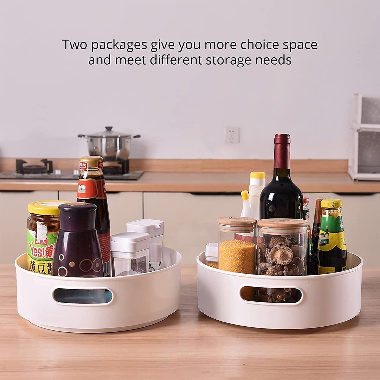 Multi-Purpose 360 degree Rotating Organizer Tray Use for Spice Rack, Cosmetic Organizer and Many more (Off-White Cream)