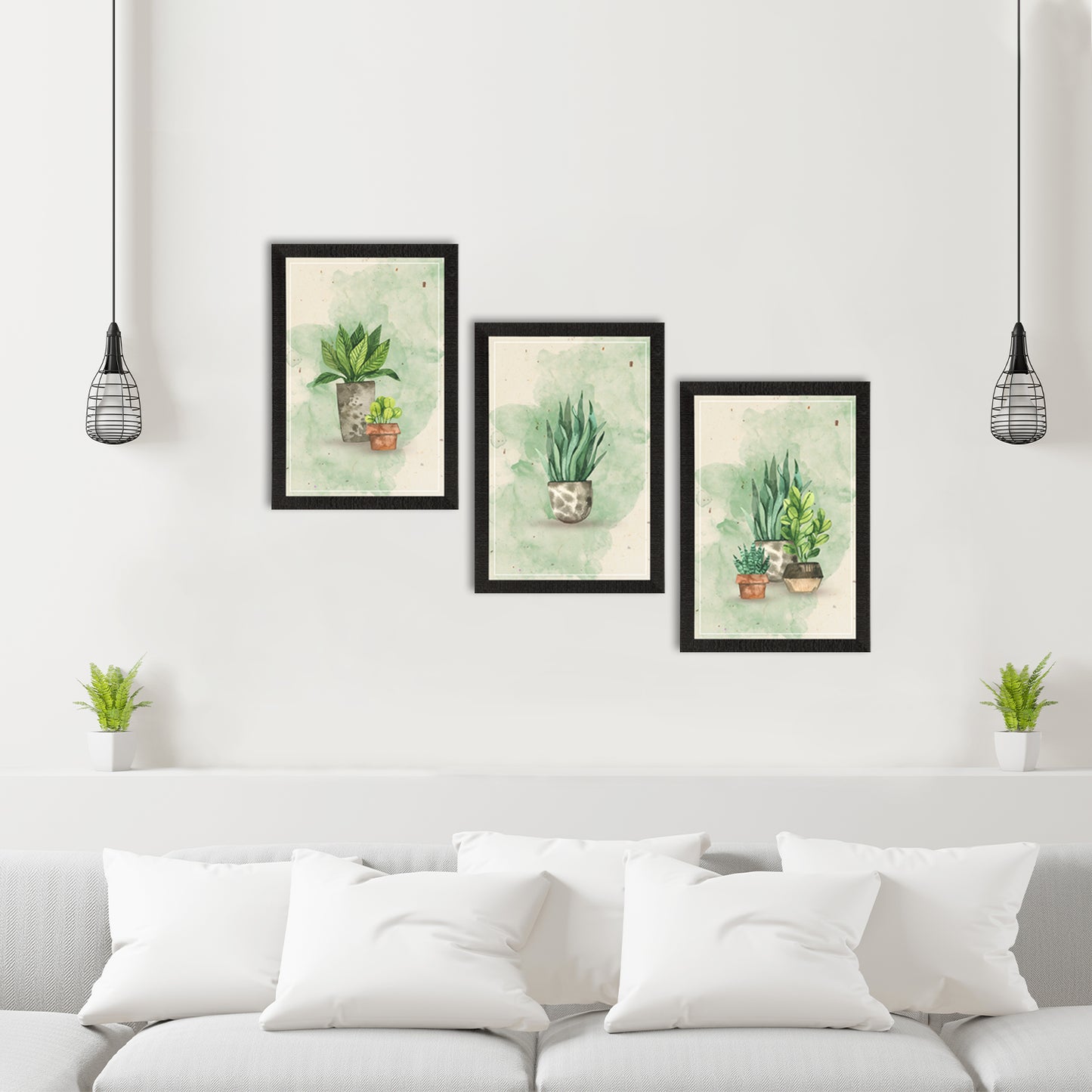 Watercolor Flower Pot Set of 3 Satin Matt Texture UV Art Painting