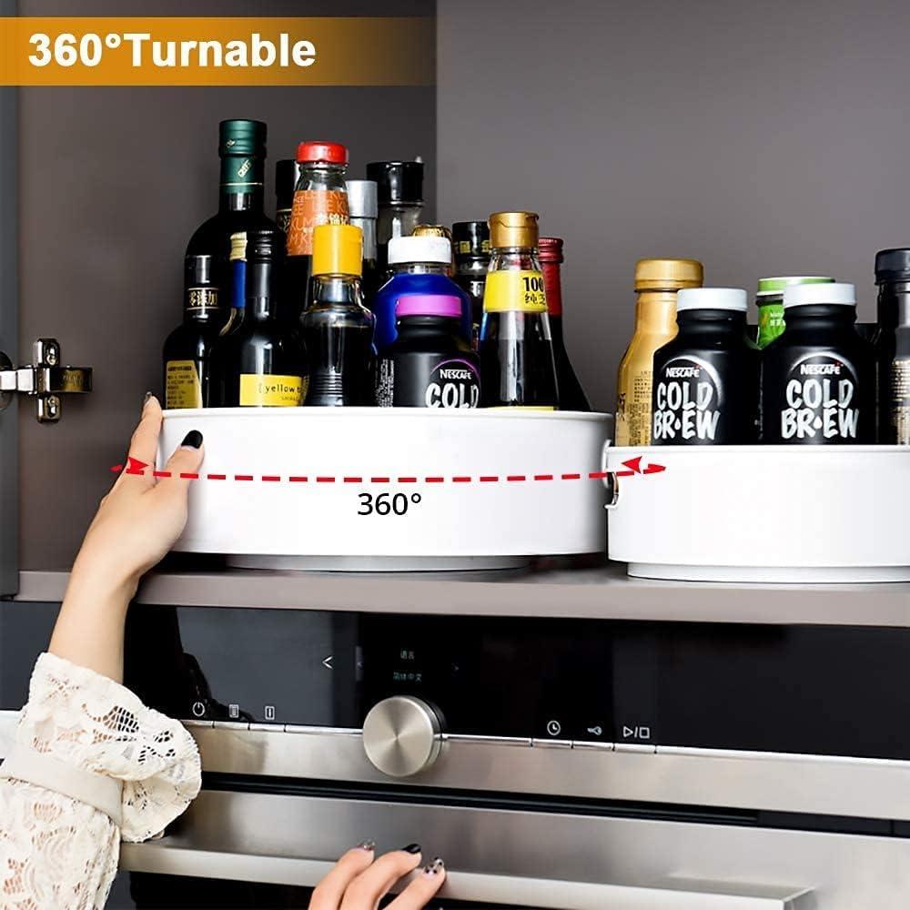 Multi-Purpose 360 degree Rotating Organizer Tray Use for Spice Rack, Cosmetic Organizer and Many more (Off-White Cream)