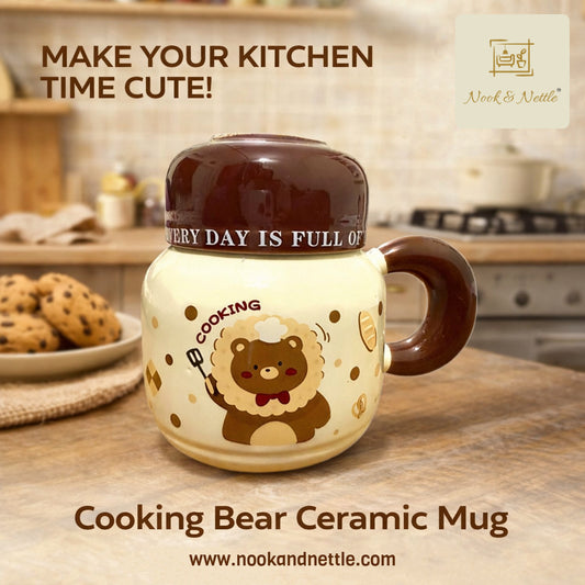 N&N Bear Chef Ceramic Coffee Mug with Lid