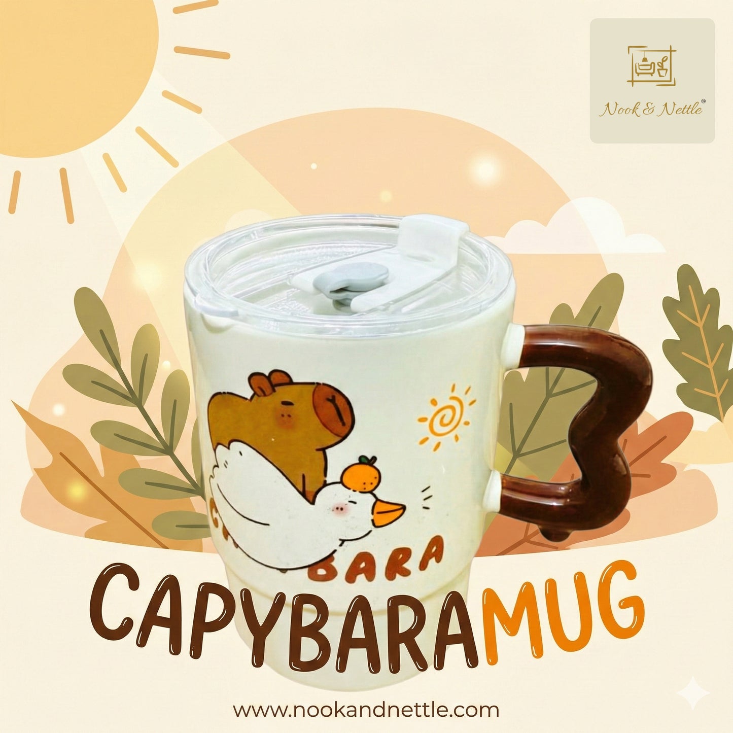 N&N Capybara Ceramic Coffee Mug with Lid