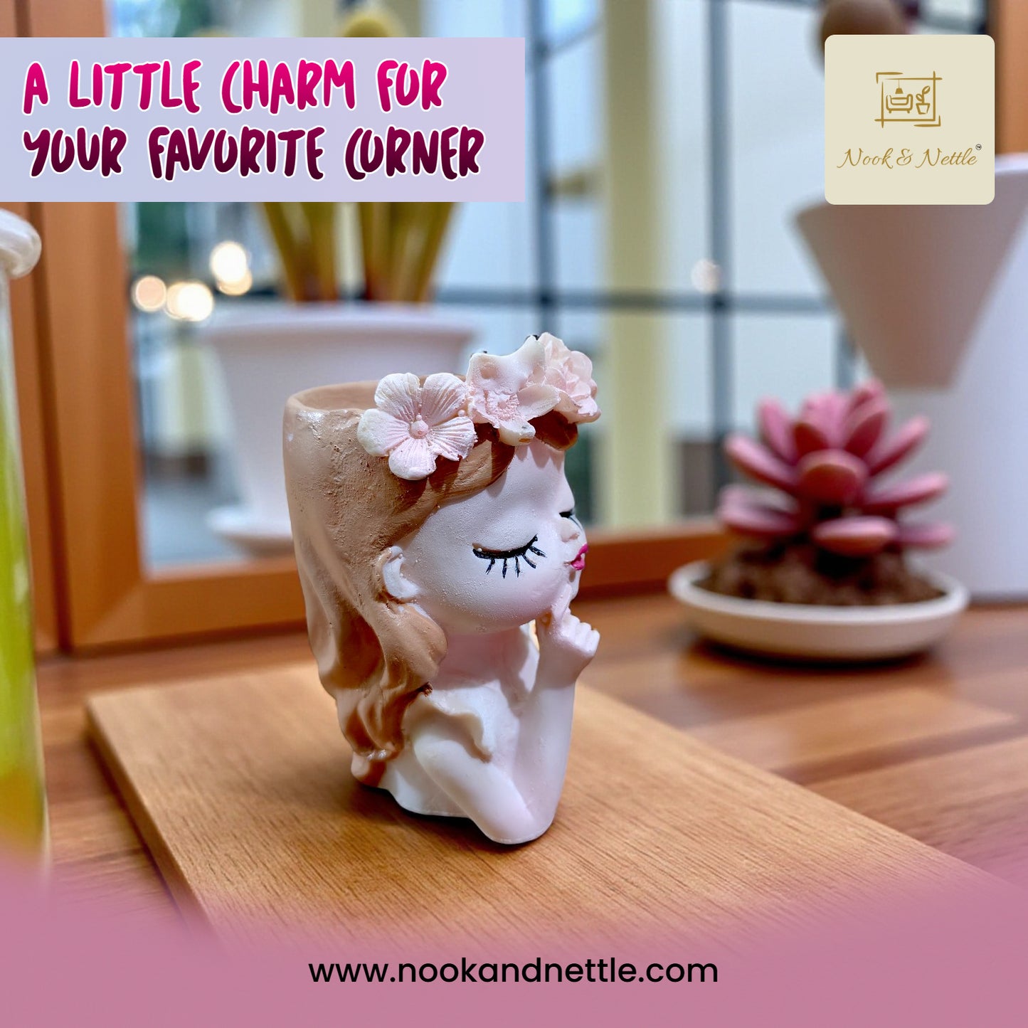 N&N Handcrafted Small Fairy Head Planter