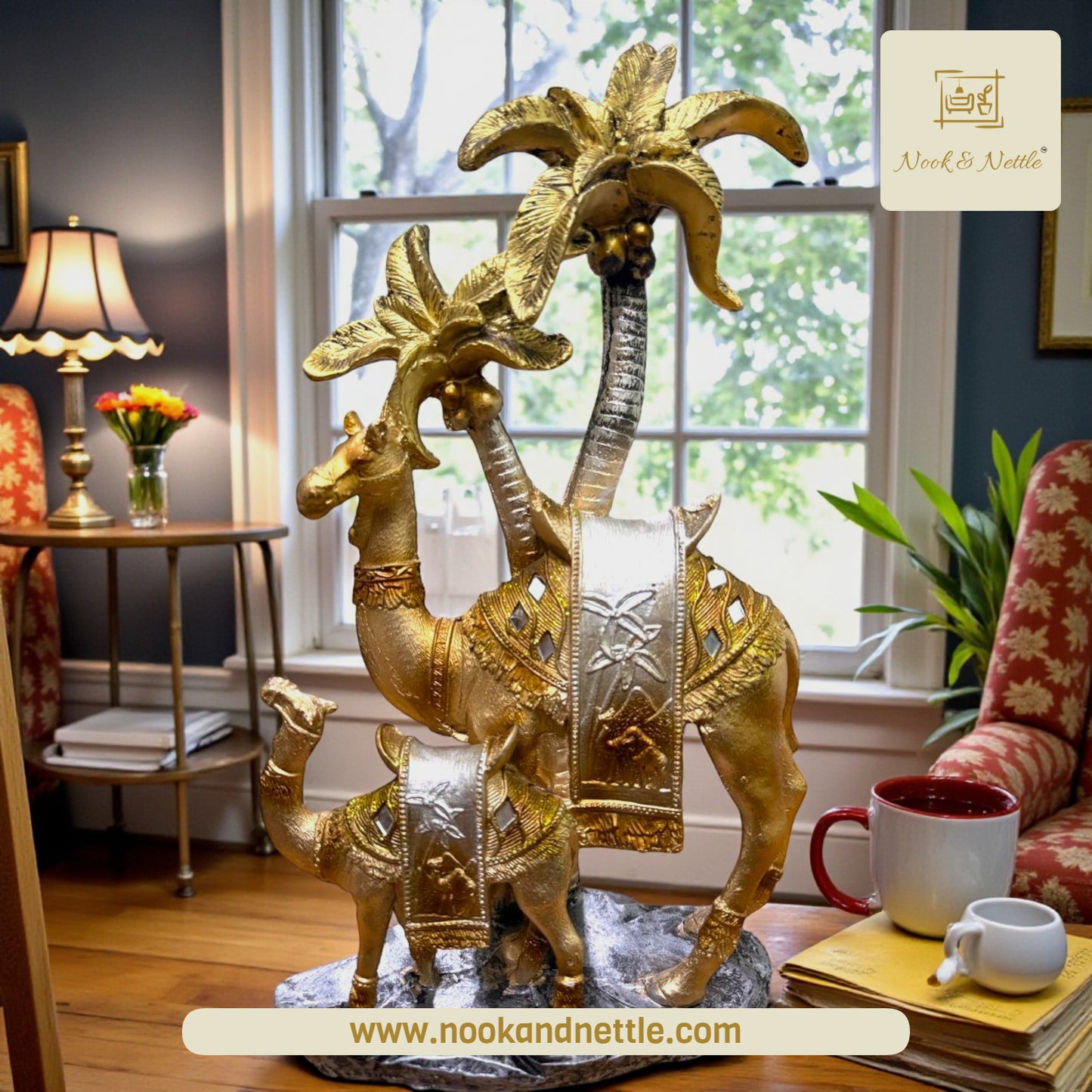 N&N Handcrafted Royal Camel Family Showpiece – Home & Office Decor