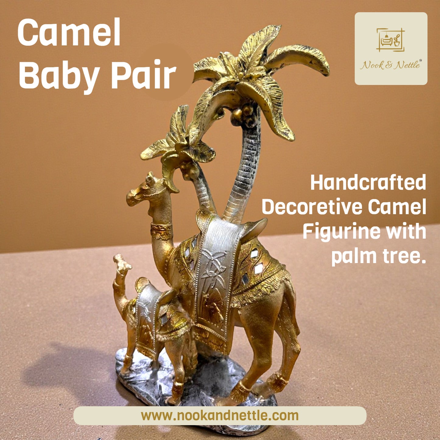 N&N Handcrafted Royal Camel Family Showpiece – Home & Office Decor