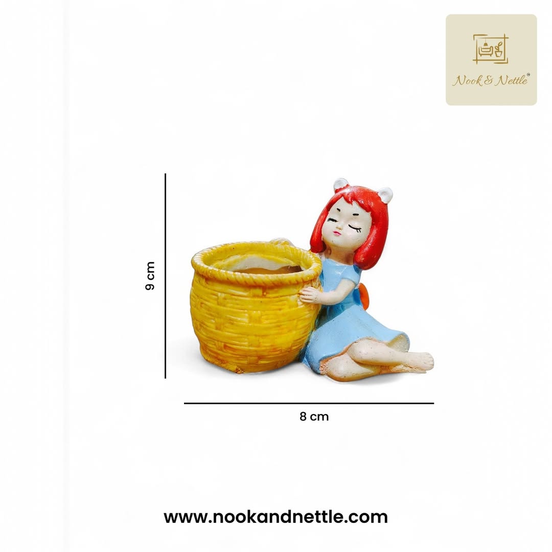 N&N Handcrafted Beautiful Girl With Basket Planter