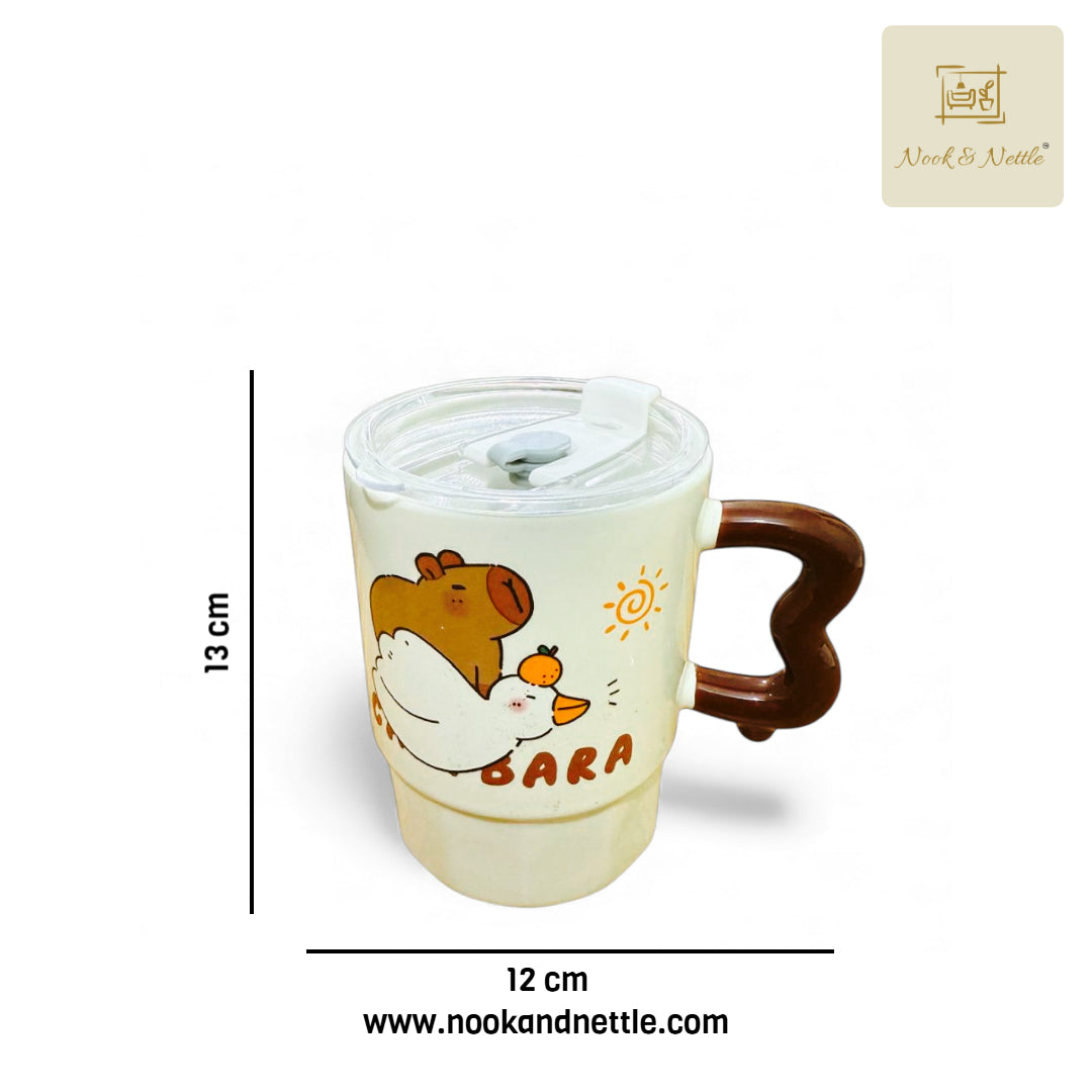 N&N Capybara Ceramic Coffee Mug with Lid