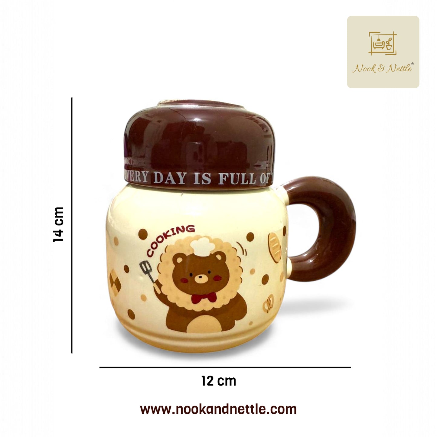 N&N Bear Chef Ceramic Coffee Mug with Lid