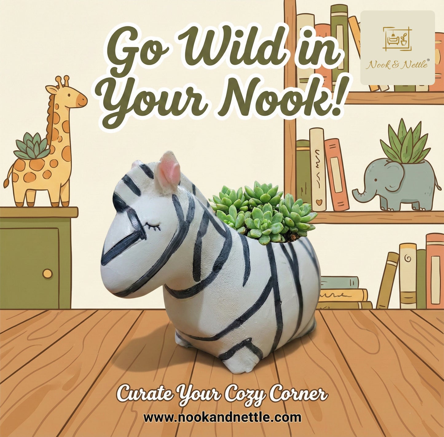 N&N Zebra Planter Pot for Home & Office Décor