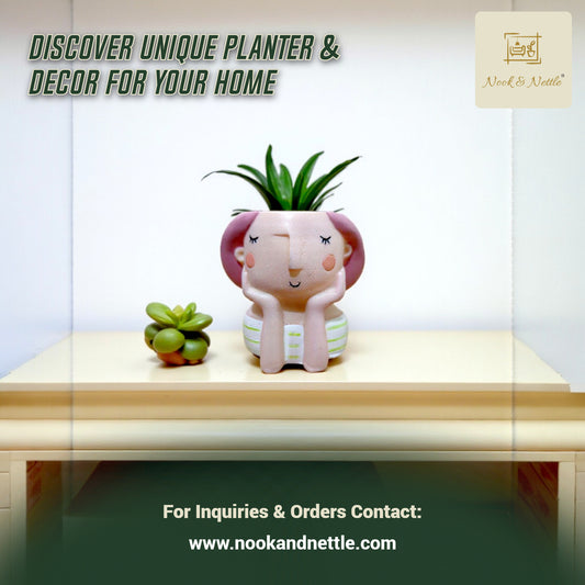 N&N Handcrafted Beautiful Girl Planter Pot for Home & Office Décor