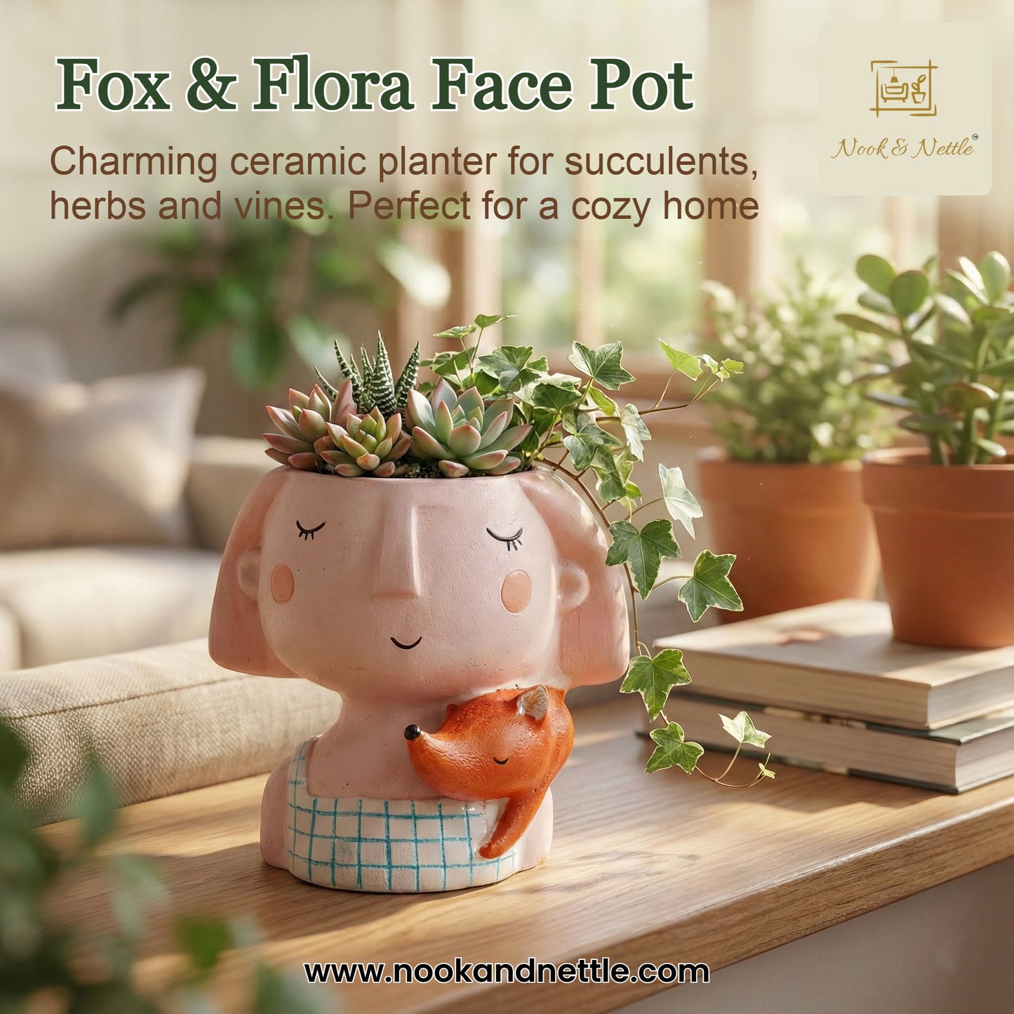 N&N Handcrafted Beautiful Girl Planter Pot for Home & Office Décor