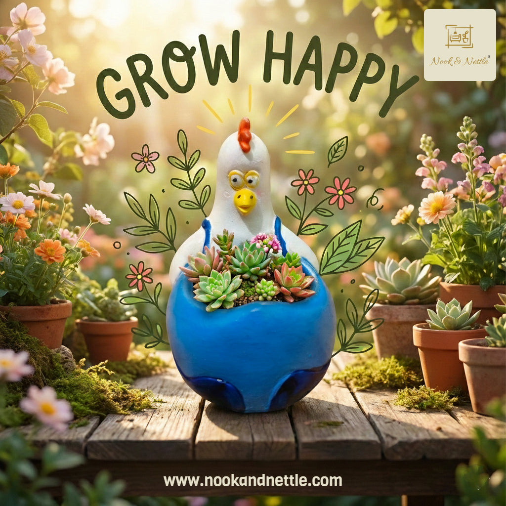 N&N Handcrafted Hen Shaped Resin Planter Pot for Home & Office Décor