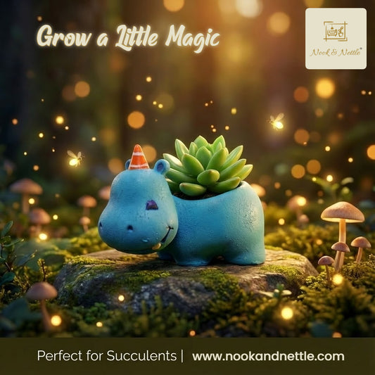 N&N Handcrafted Hippo Planter Pot for Home & Office Décor