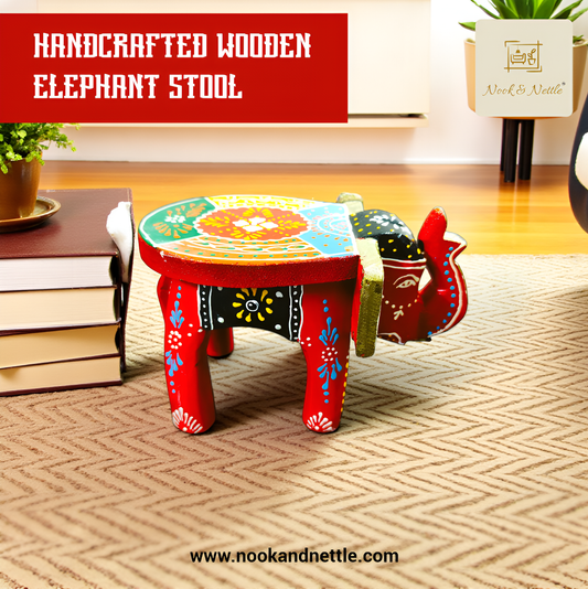 N&N Handcrafted Wooden Elephant Stool