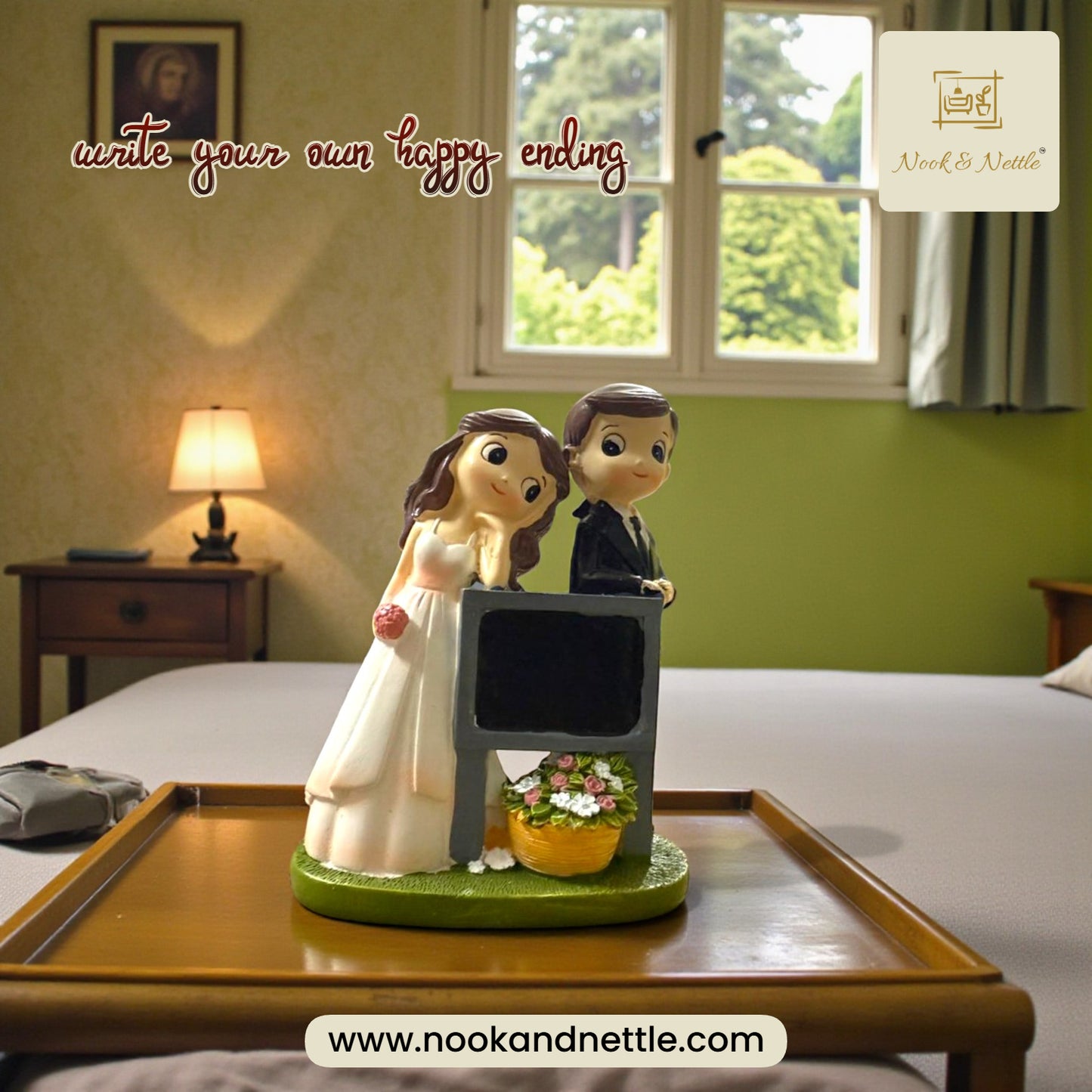 N&N Romantic Couple Figurine with Message Board – Wedding Décor Accent