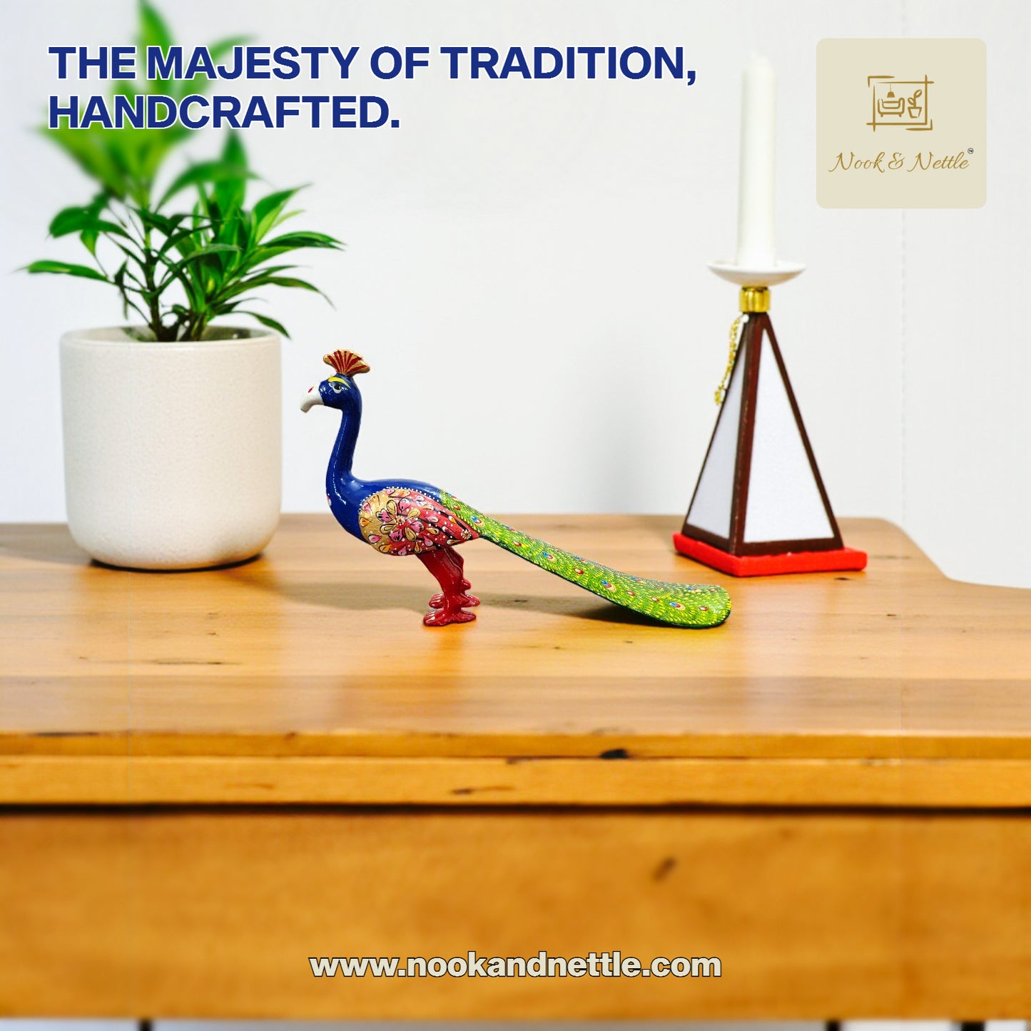 N&N Handmade Resin Peacock Statue Showpiece