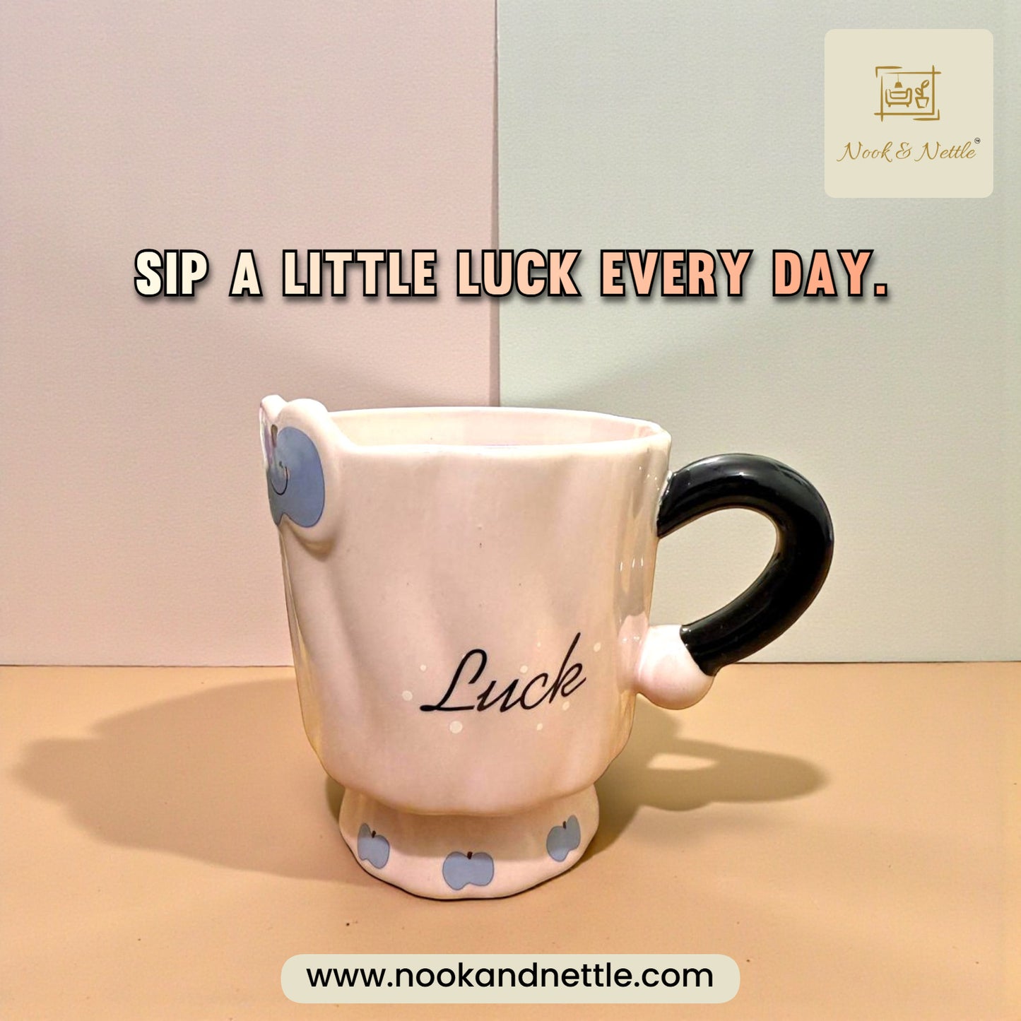 N&N “Luck” Ceramic Mug – Playful Designer Coffee Cup