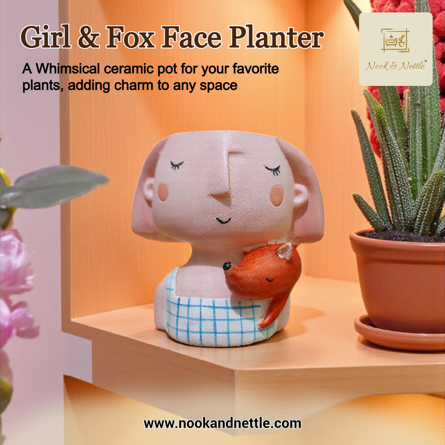 N&N Handcrafted Beautiful Girl Planter Pot for Home & Office Décor