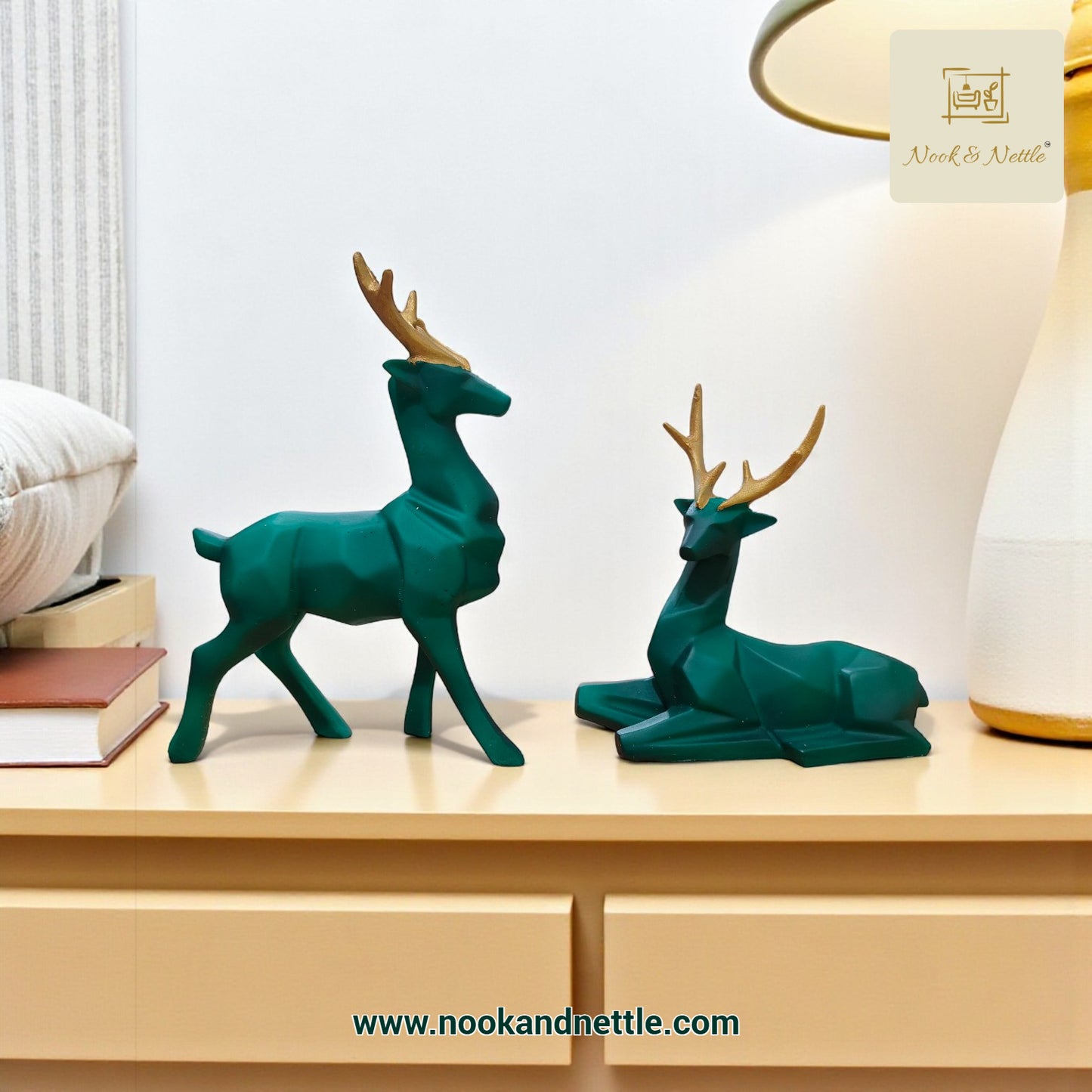N&N Pair of Luxury Deer Showpiece for Living Room