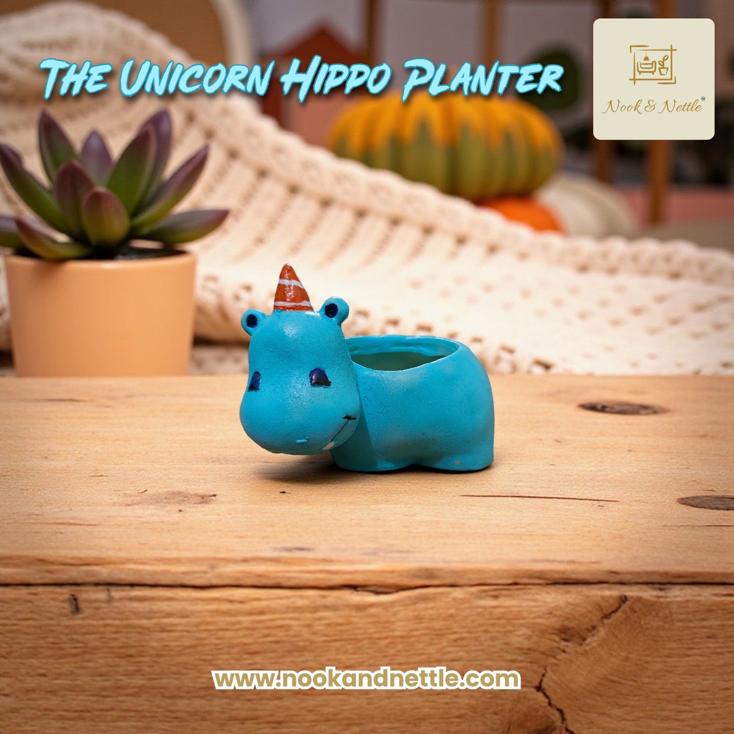 N&N Handcrafted Hippo Planter Pot for Home & Office Décor