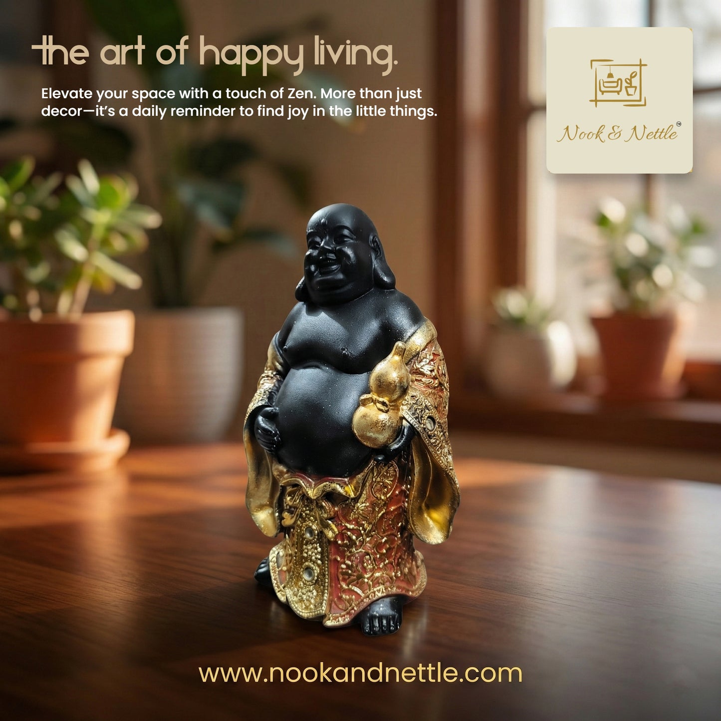 N&N Laughing Buddha Showpiece – Prosperity & Good Luck Decorative Figurine