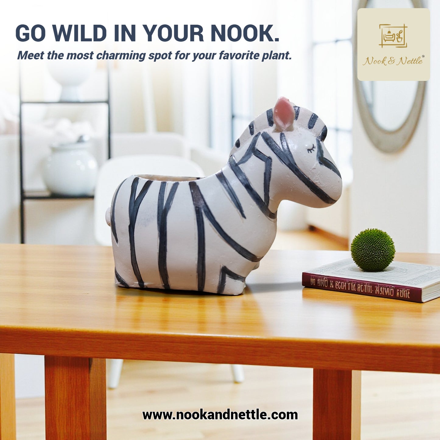 N&N Zebra Planter Pot for Home & Office Décor