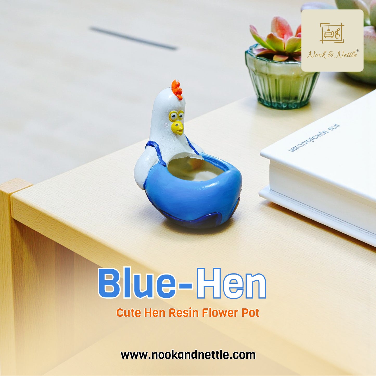 N&N Handcrafted Hen Shaped Resin Planter Pot for Home & Office Décor