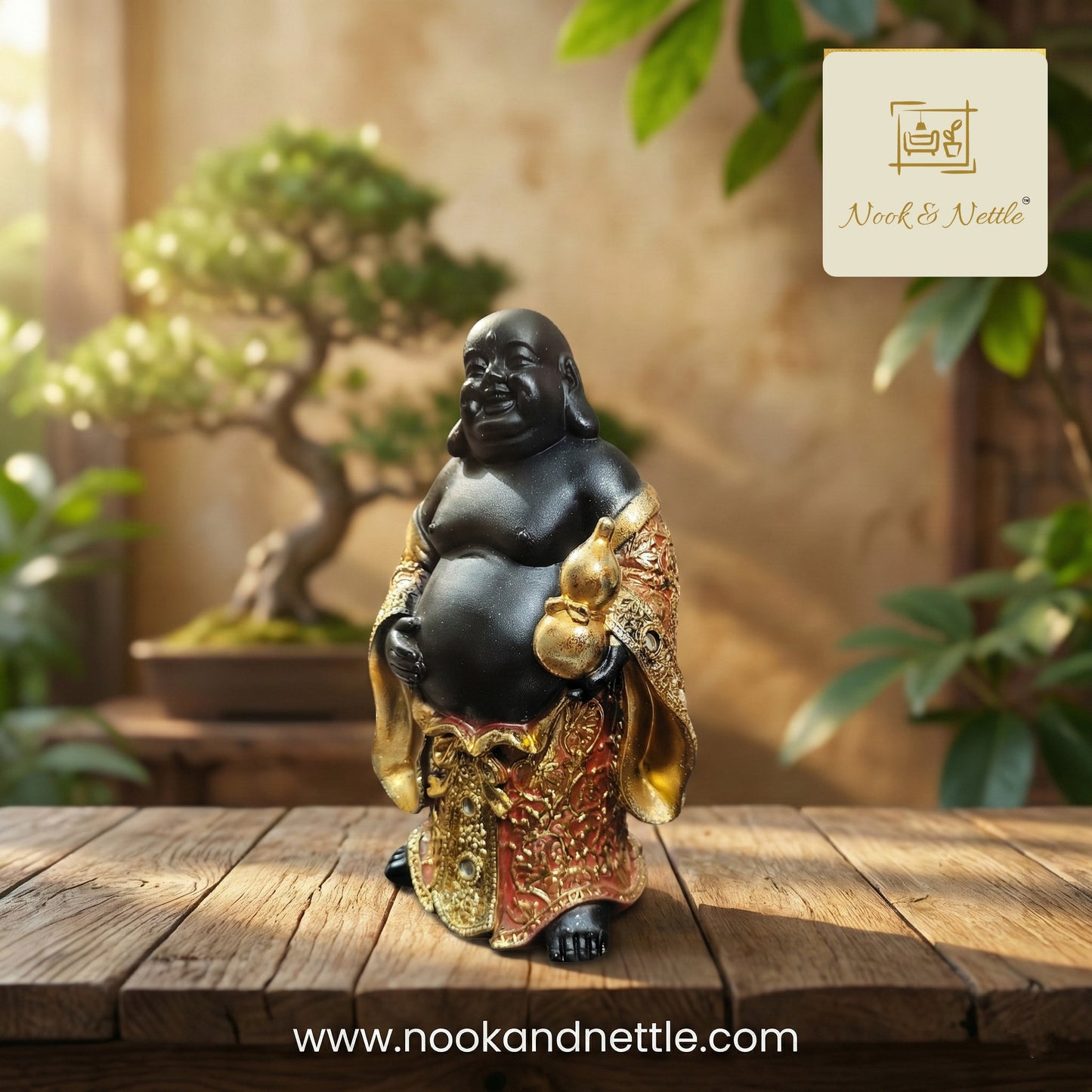 N&N Laughing Buddha Showpiece – Prosperity & Good Luck Decorative Figurine