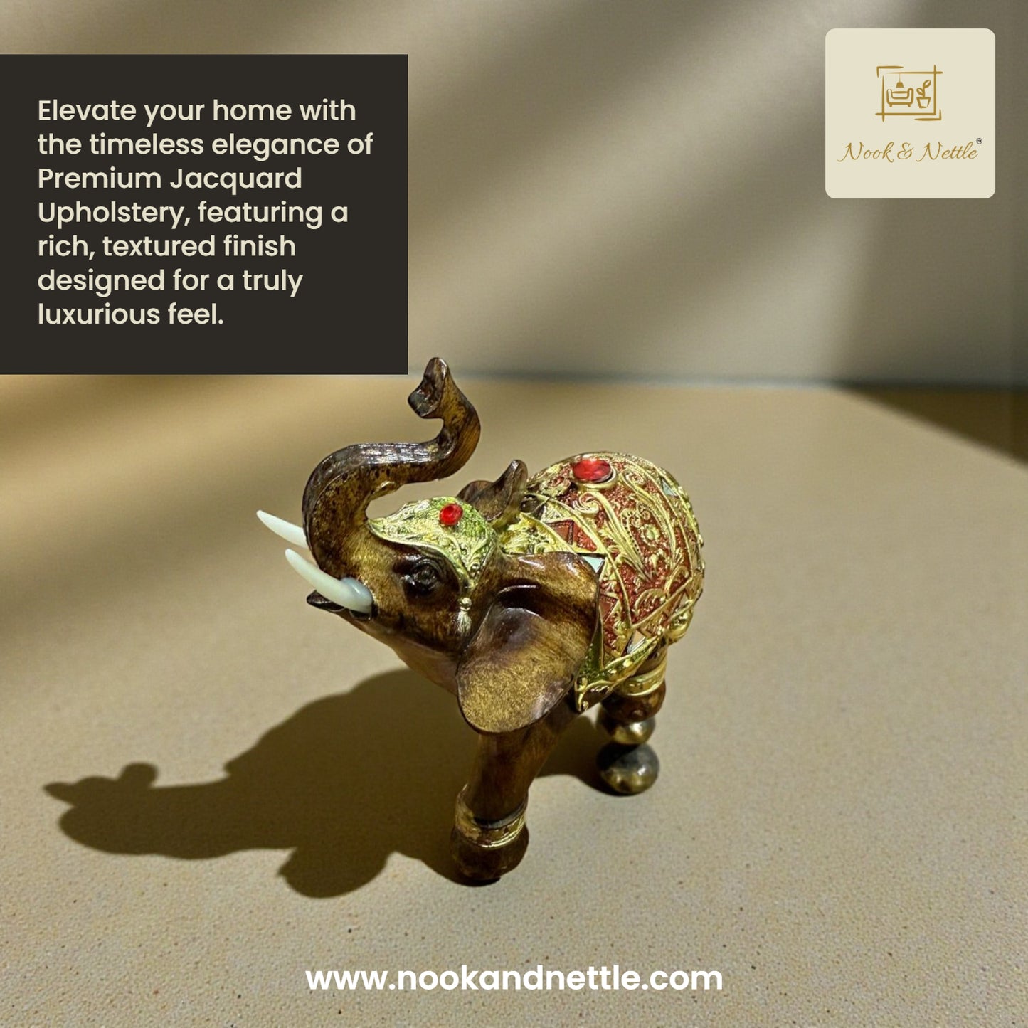 N&N Metal Elephant Figurine – Royal Gold Embellished Décor