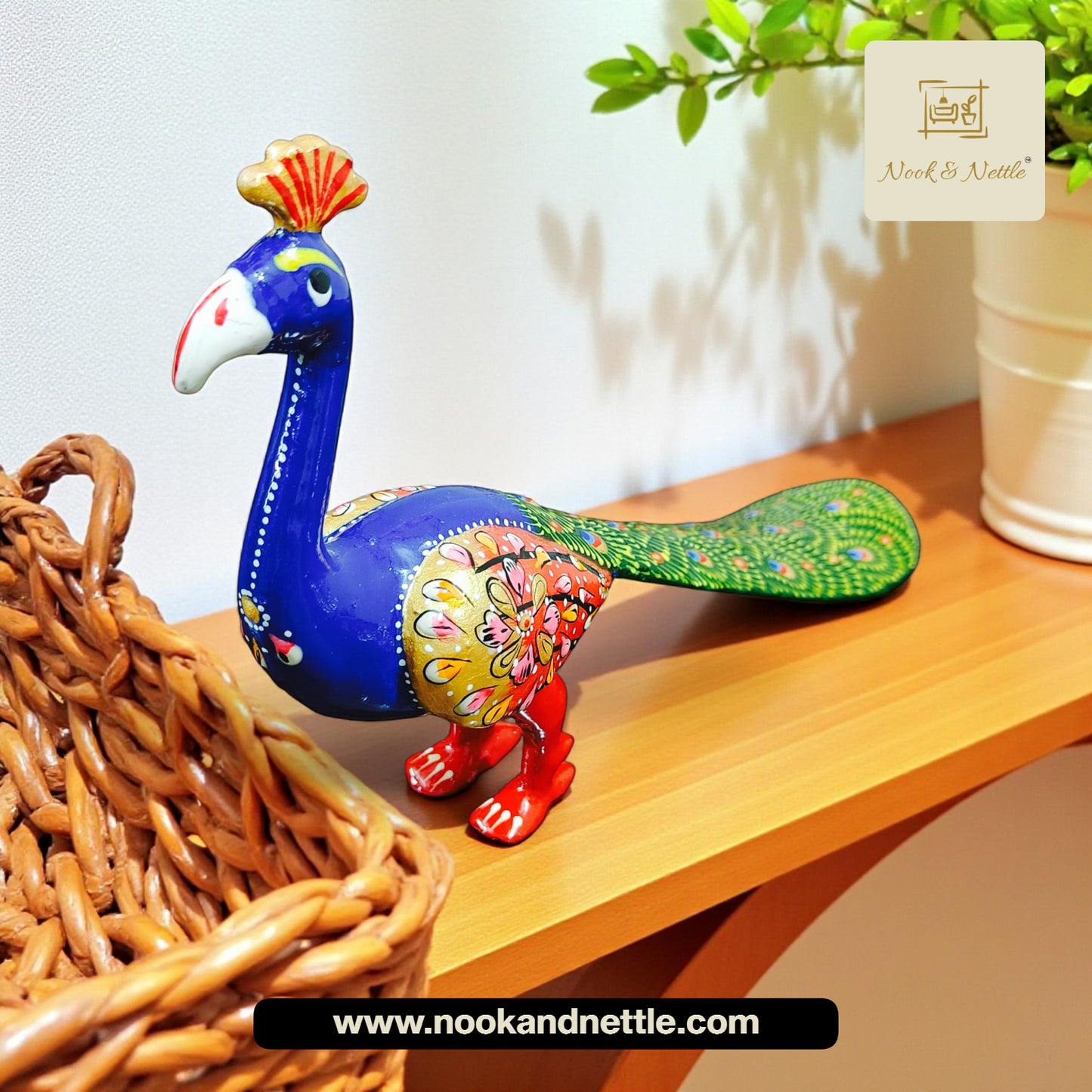N&N Handmade Resin Peacock Statue Showpiece