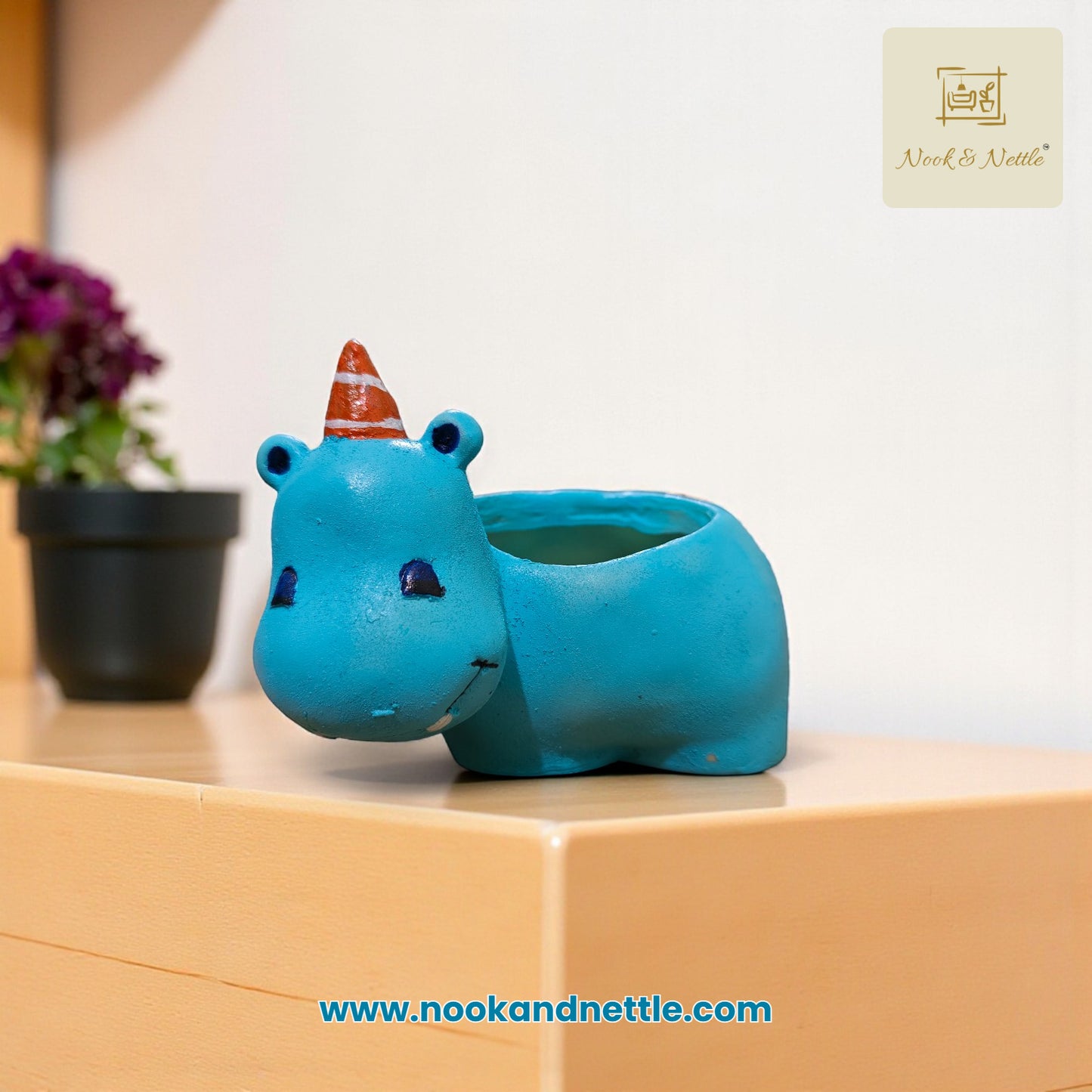 N&N Handcrafted Hippo Planter Pot for Home & Office Décor