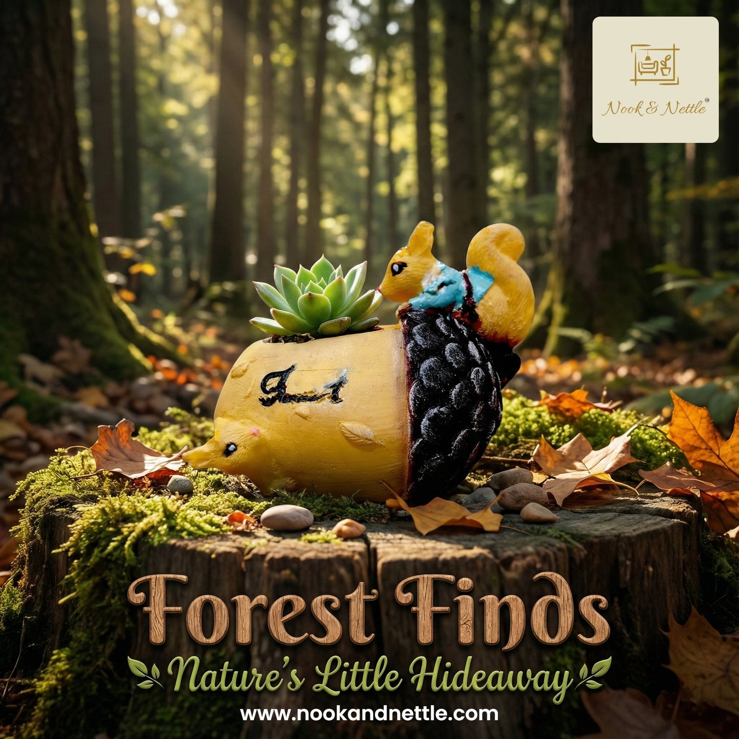 N&N Handcrafted Squirrel Round Nut Planter Pot for Home & Office Décor