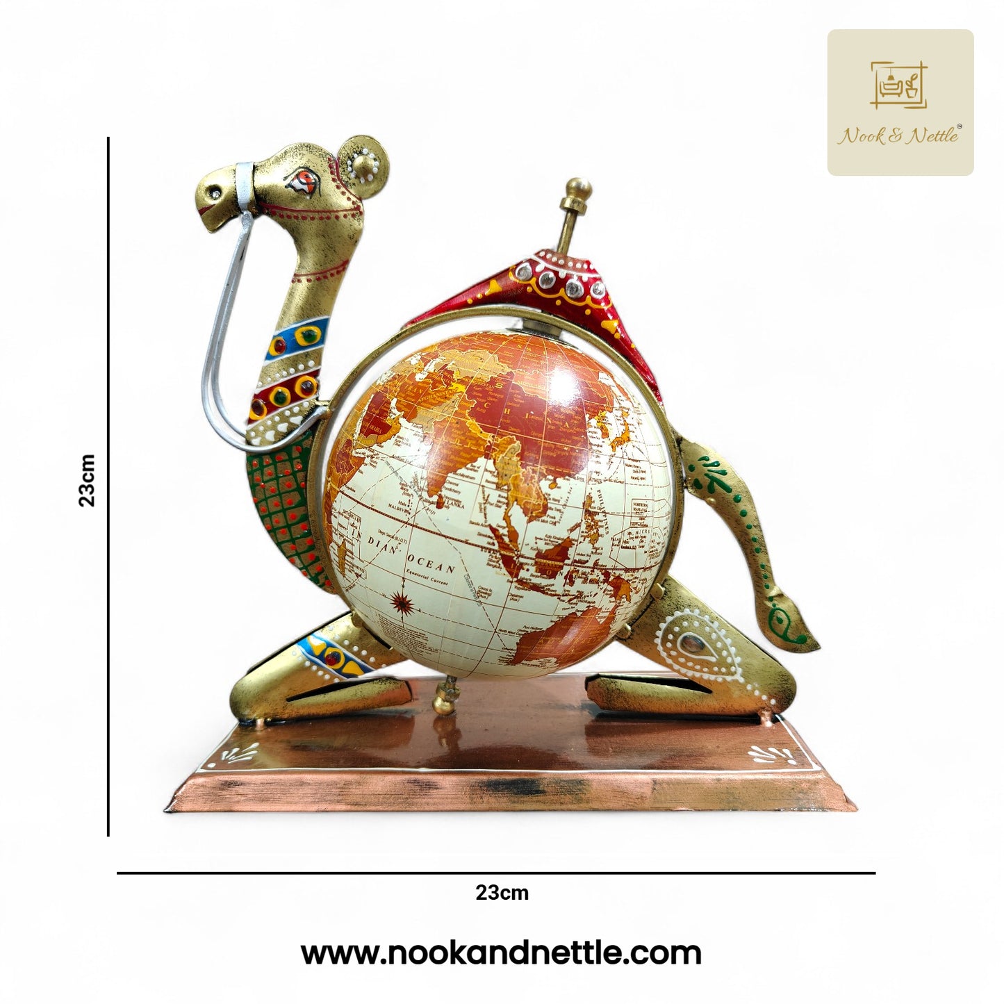 N&N Multicolor Hand-Painted Metal Camel Globe