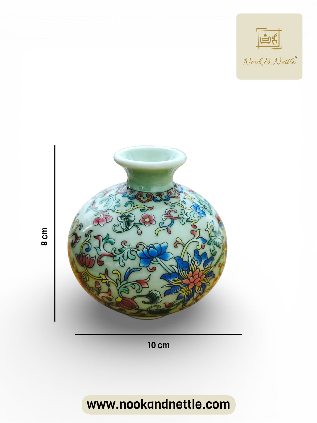 N&N Floral Ceramic Mini Vase – Elegant Decorative Tabletop Vase