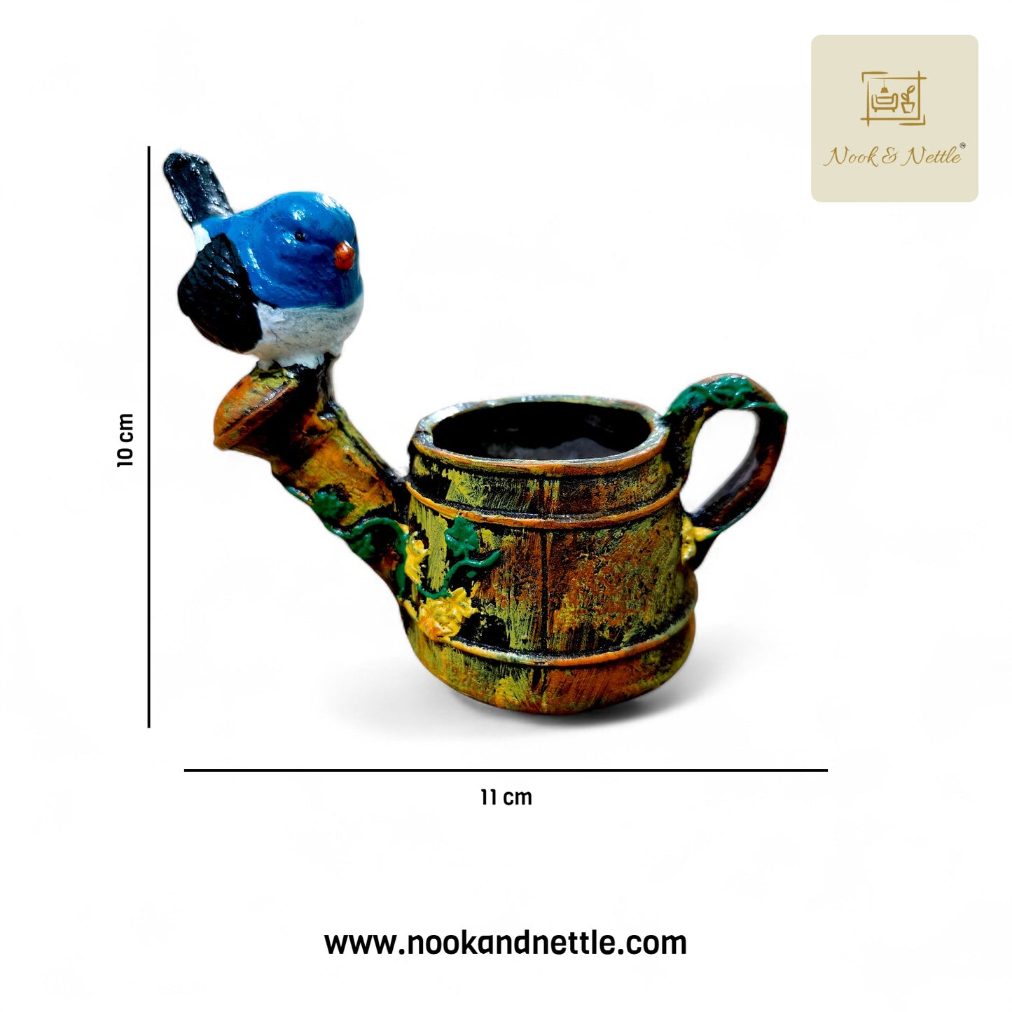 N&N Handcrafted Watering Can with Bird Planter Pot for Home & Office Décor