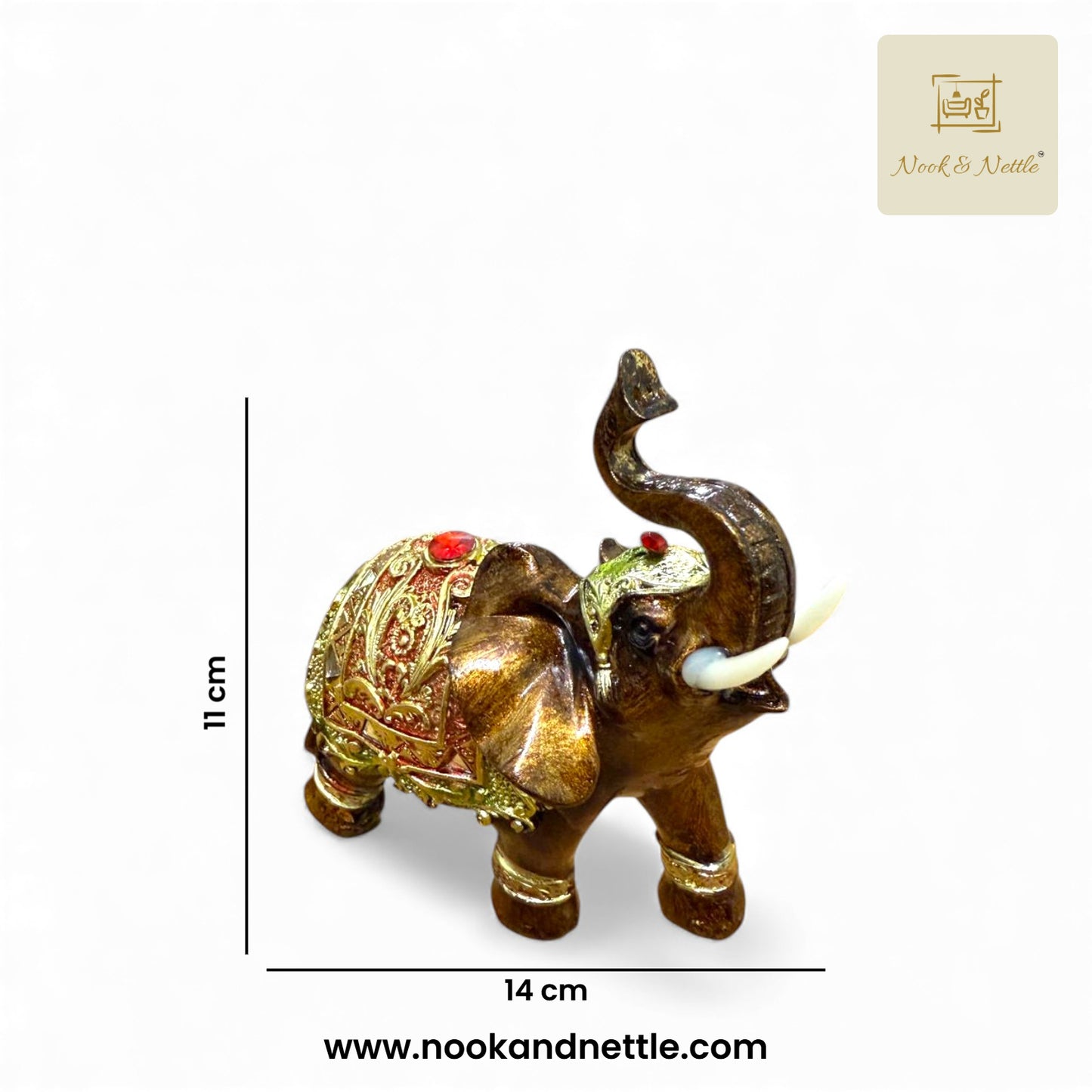 N&N Metal Elephant Figurine – Royal Gold Embellished Décor