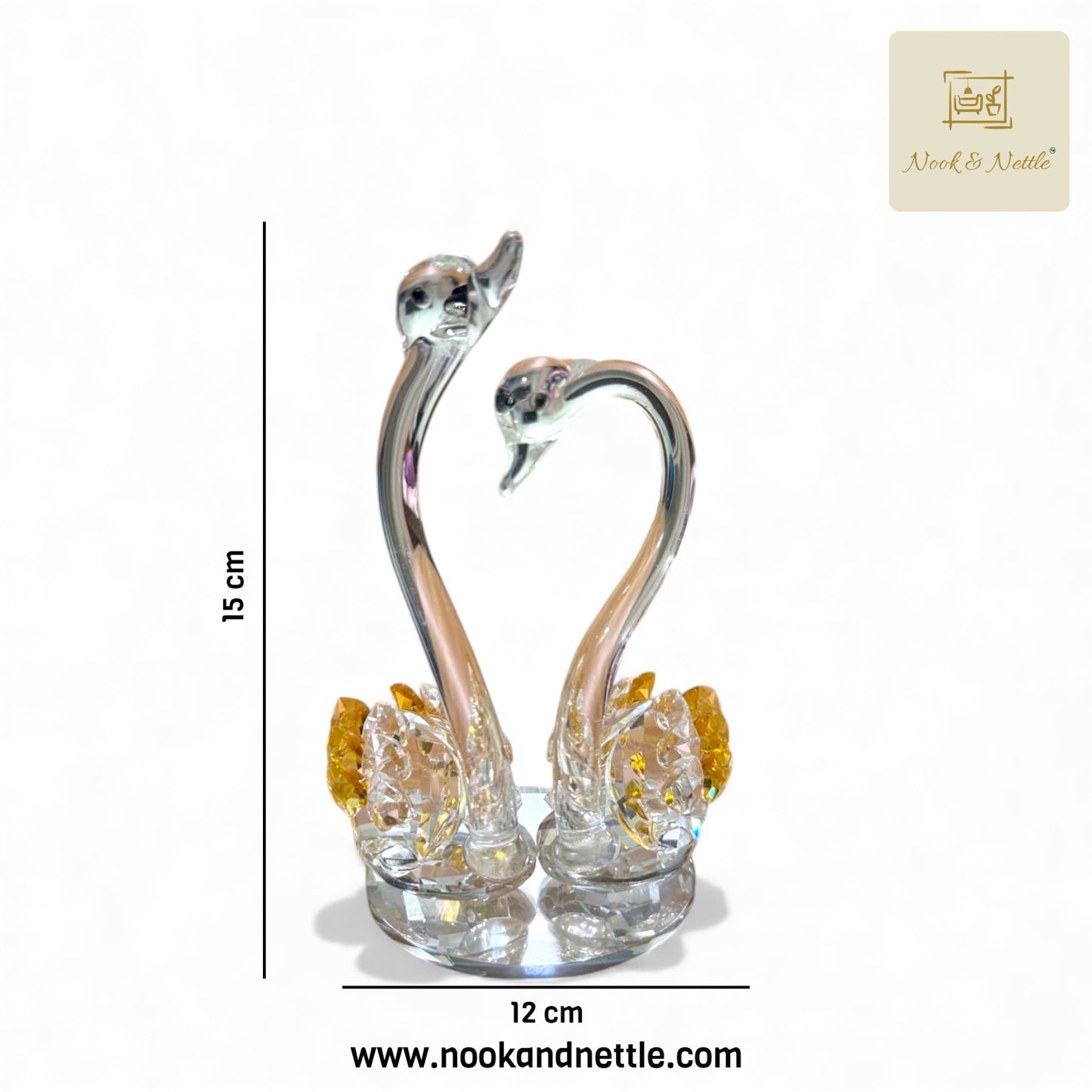 N&N Crystal Swan Couple Showpiece – Elegant Decorative Figurine